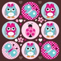 Owl ladybird butterfly vector illustration