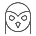 Owl line icon, animal and wild, halloween sign, vector graphics, a linear pattern on a white background Royalty Free Stock Photo