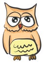 An owl with lippy eyes vector or color illustration Royalty Free Stock Photo