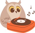 Owl Listening Music Royalty Free Stock Photo