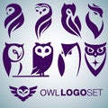 Owl logo set Royalty Free Stock Photo