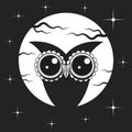 Owl Logo Vector Illustrations. Emblem Design On Black Background Royalty Free Stock Photo