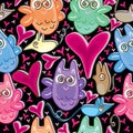 Owl Love Mouse Seamless Pattern_eps