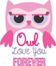 Owl love you forever vector illustration