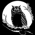 Owl at night on a background of the moon vector illustration