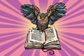 Owl on an old book, a symbol of wisdom and knowledge Royalty Free Stock Photo