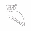 Owl one line drawing vector. Minimalism style of bird logo icon silhouette with continuous single hand drawn minimalist and Royalty Free Stock Photo