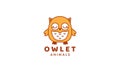 Owl or owlet sleep cute cartoon logo vector illustration
