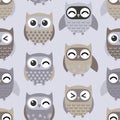 Cute owls pattern. Vector pattern seamless background.