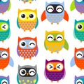 Colorful owls pattern. Vector pattern seamless background.