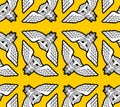 Owl Pattern seamless. Eagle-ow Background. Kids fabric ornament Royalty Free Stock Photo