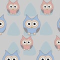 Owl pattern set cartoon