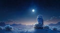 Owl Perched on Cactus Under a Starry Night Sky Royalty Free Stock Photo