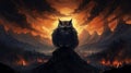 Fiery Sky Owl: A Powerful Symbolism In Chiaroscuro Style