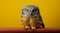 Minimalist Owl: A Playful Portrait In Yellow And Amber