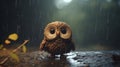 Rainy Owl: A Cinematic Rendered Owl In The Rain