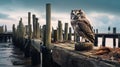 Post-apocalyptic Owl On Old Pier