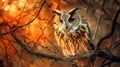 an owl persuades it's prey with its large, bright eyes Royalty Free Stock Photo