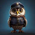 Captivating 3d Render Of A Cute Owl Police Officer