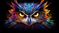 Owl portrait DMT styles, Vivacious, Cybernetic Punk