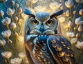 Owl. Portrait image night photography AI