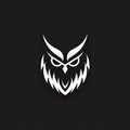 Mysterious Owl Face Logo: Halloween-inspired Monochromatic Design