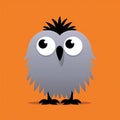 Whimsical Owl With Big Eye On Orange Background
