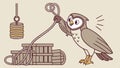Owl pulling cart weights effort hard work determination vector design Generative AI Royalty Free Stock Photo