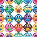 Owl ray color symmetry seamless pattern Royalty Free Stock Photo