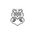 Owl Read Book Icon Template Isolated vector