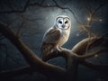 Owl\'s Night Vigil: A Silent Guardian in the Moonlight