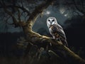 Owl\'s Night Vigil: A Silent Guardian in the Moonlight