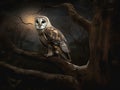 Owl\'s Night Vigil: A Silent Guardian in the Moonlight