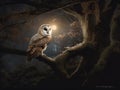 Owl\'s Night Vigil: A Silent Guardian in the Moonlight