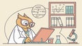 Owl scientist with book, knowledge pursuit design element vector design Generative AI Royalty Free Stock Photo