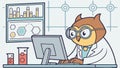 Owl scientist at computer, digital research design element vector design Generative AI Royalty Free Stock Photo