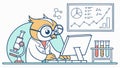 Owl scientist at computer, tech research design element vector design Generative AI Royalty Free Stock Photo