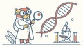 Owl scientist with DNA, genetic research design element vector design Generative AI Royalty Free Stock Photo