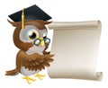 Owl With Scroll Document Royalty Free Stock Photo