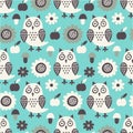 Owl seamless pattern. Vector illustration