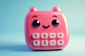 Owl-shaped calculator with a friendly smile on a yellow background, adding a playful and educational touch