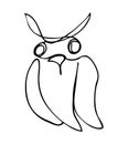 owl simple vector sketch single one line art, continuous