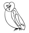 simple owl vector sketch single one line art, continuous