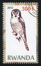 Owl stamp printed by Rwanda Royalty Free Stock Photo