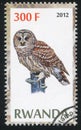 Owl stamp printed by Rwanda Royalty Free Stock Photo