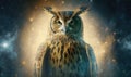 an owl is standing in the middle of a night sky Royalty Free Stock Photo
