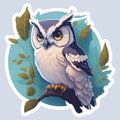 Owl sticker. Illustration of an owl isolated on white background.