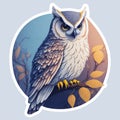 Owl sticker. Illustration of an owl isolated on white background.