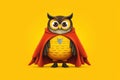 owl superhero over yellow background.