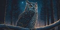 The owl surrounded by forest at night Royalty Free Stock Photo